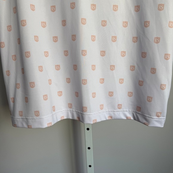 Waggle Golf Polo Shirt Mens‎ Large White Pink RS Shield Pattern Short Sleeve - Picture 3 of 7